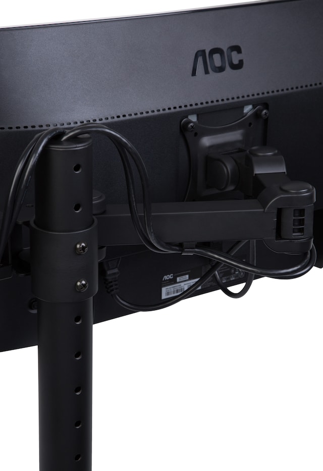 Detail of monitor, cablemanagement and desk mount. From behind Detail of monitor, cablemanagement and desk mount. From behind