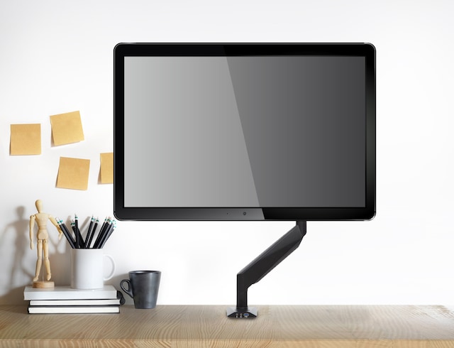 Gasarm with monitor mounted on desk Gasarm with monitor mounted on desk